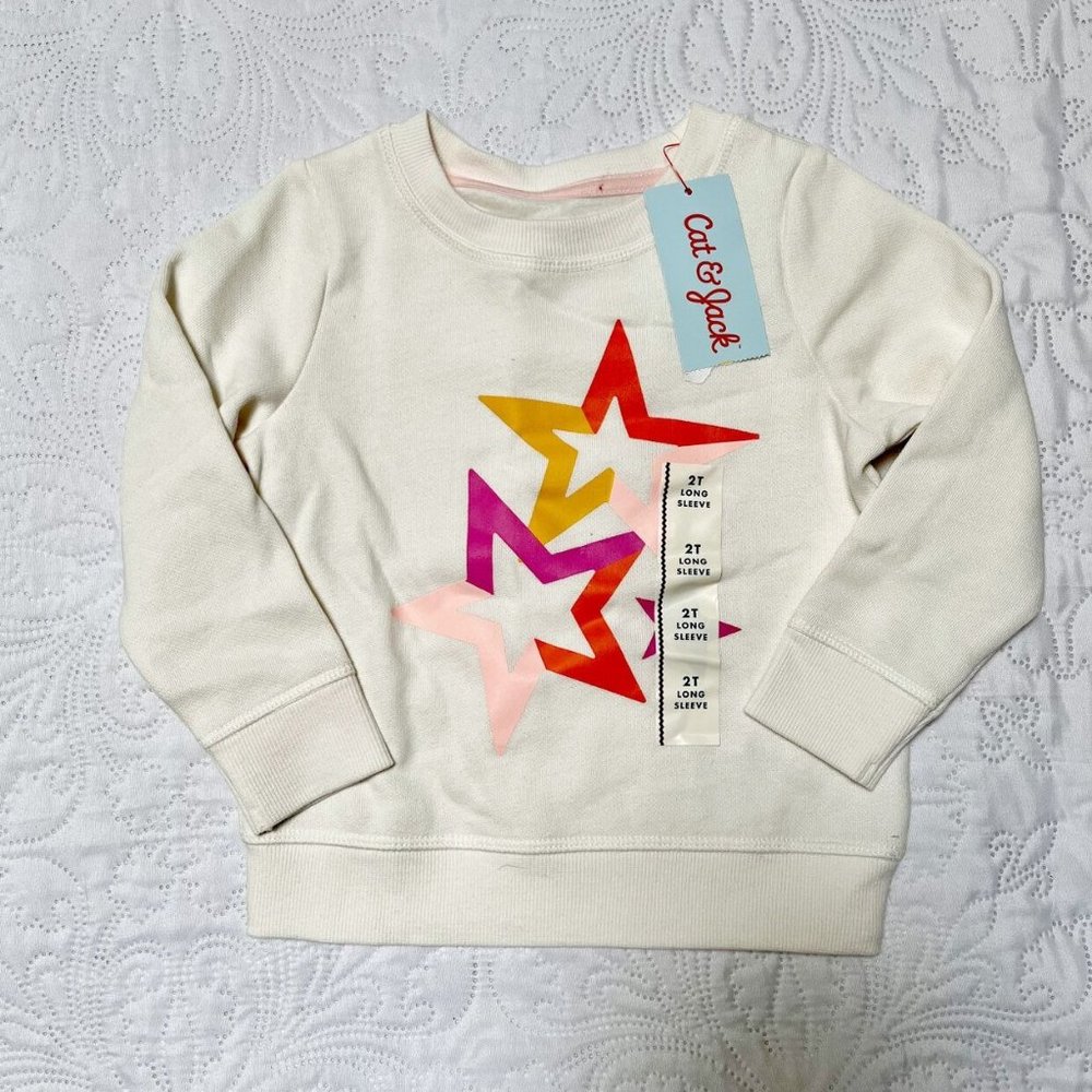 NWT Cat & Jack Star Sweatshirt Size 2T - Picture 2 of 4